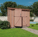  SpaceSaver 8x4 wooden shed with double doors partially open, inviting a view of the interior