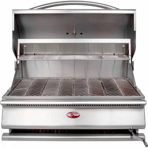 Charcoal grill with a sleek stainless steel top