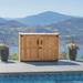Close-up detail of the Oscar 6x3 waste bin shed's wood paneling and door latch, showcasing sturdy outdoor construction.