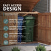 Close-up detail of the Oscar 6x3 waste management shed's wood paneling and door hardware for bin storage.