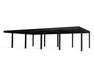 Open structure cutout showing the black aluminum frame of the Oslo carport