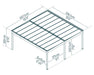 Oslo carport dimension diagram showing overall width, depth, height, and post spacing