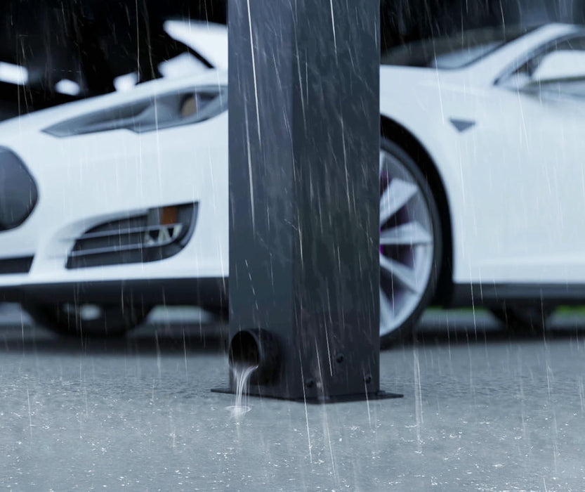 Integrated gutter system channeling rainwater away from the Oslo carport structure