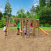 Active kids on Playstar Ninja Power Tower Bronze playset with ropes, rings, and monkey bars