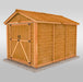  Outdoor Living Today 8x12 Space Master shed with shingled roof and side panels.