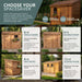 Cedar 8x4 SpaceSaver storage shed showing close-up detail of its double door latch and wood grain.