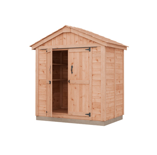 Outdoor Living Today SpaceMaster 6x4 wood storage shed made of western red cedar with double doors and gable roof