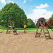 Kids enjoying the Playstar Ninja Power Platform Silver outdoor playset with balance and climbing ropes