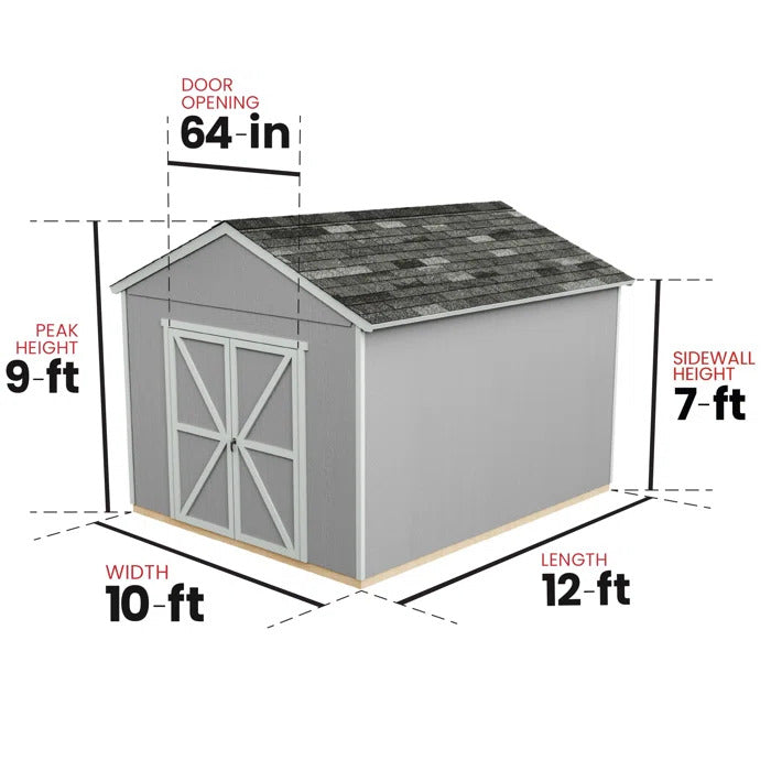 handy home rookwood shed 10x12 wiht 9x7 vertical height dimensions