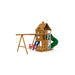 Wooden backyard Playstar Legacy Gold Playset with spiral tube slide, clubhouse, and double swing seats