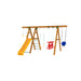 Wooden Playstar Mesa Silver swing set featuring yellow slide, toddler seat, and gym rings.