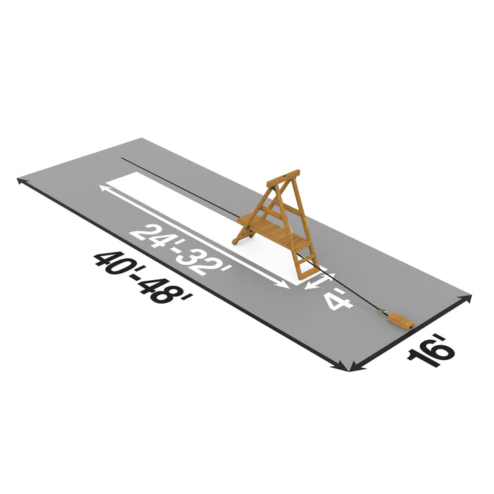 Top view diagram showing space and layout dimensions for installing Playstar Ninja Power Platform.