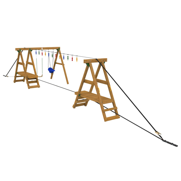 Playstar Ninja Power Platform Gold backyard playset with swings and climbing course