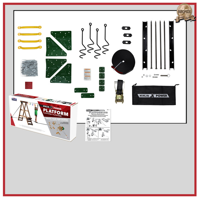 Complete hardware kit and box contents of the Playstar Ninja Power Platform Bronze playset.