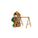 Wooden backyard Playstar Trainer Gold playset with spiral slide, swings, and upper clubhouse