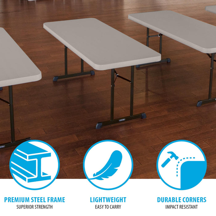 Lifetime 18 Pack Professional Folding Table features premium steel frame, lightweight design, and impact resistant corners