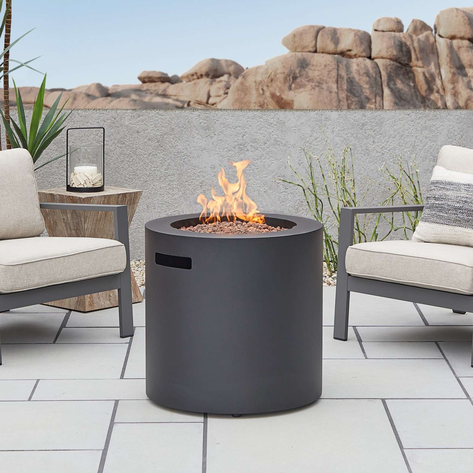 Concrete Rectangle Fire Pit Table Natural Gas Fire Pit Table Round