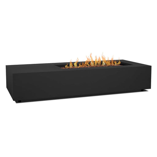 Real Flame Aegean 75 asymmetrical fire pit table black silo view