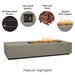 Real Flame Aegean 75 propane fire table mist gray features infographic