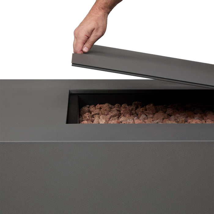 Real Flame Aegean 75 fire table weathered slate 65000 BTU flames lit