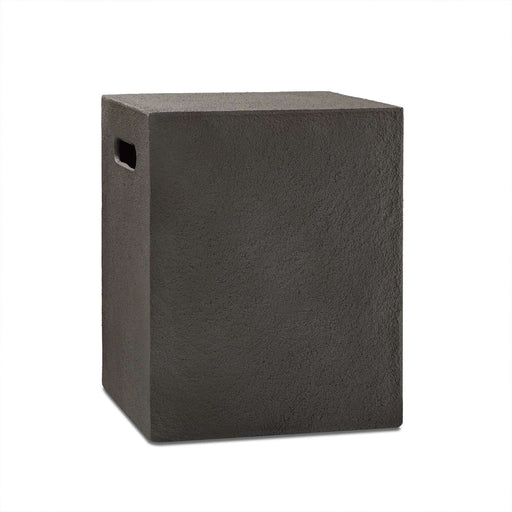 Full view of the Real Flame Baltic Propane Tank Cover showcasing its sleek, modern cube design.