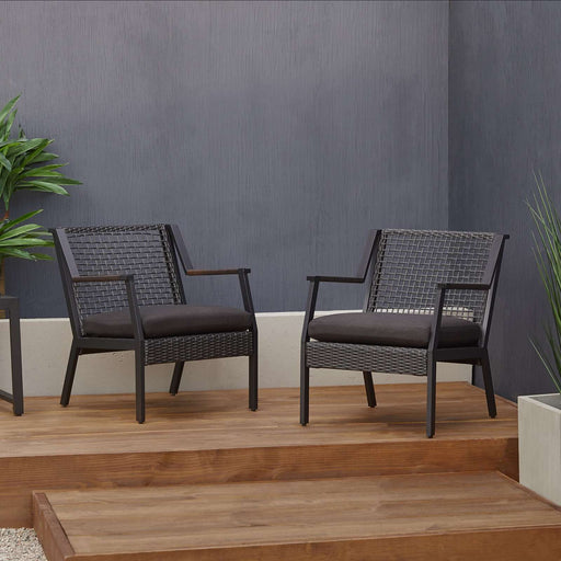 Real Flame Calvin Black Outdoor Chairs Set in Lifestyle Setting - Perfect for relaxing outdoors