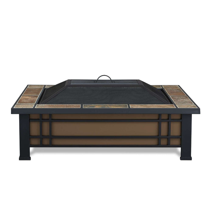 Real Flame Hamilton outdoor fire pit side profile steel frame slate top