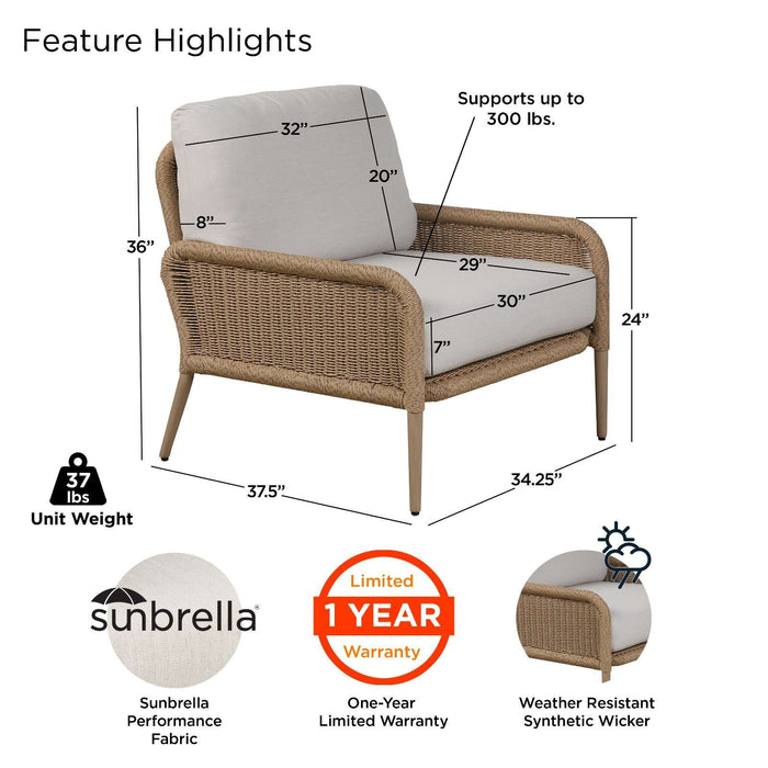 Real Flame Morro outdoor chair key features infographic callout