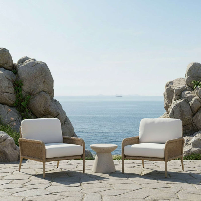 Real Flame Morro outdoor chair lifestyle setting evening patio