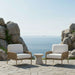 Real Flame Morro outdoor chair lifestyle setting evening patio