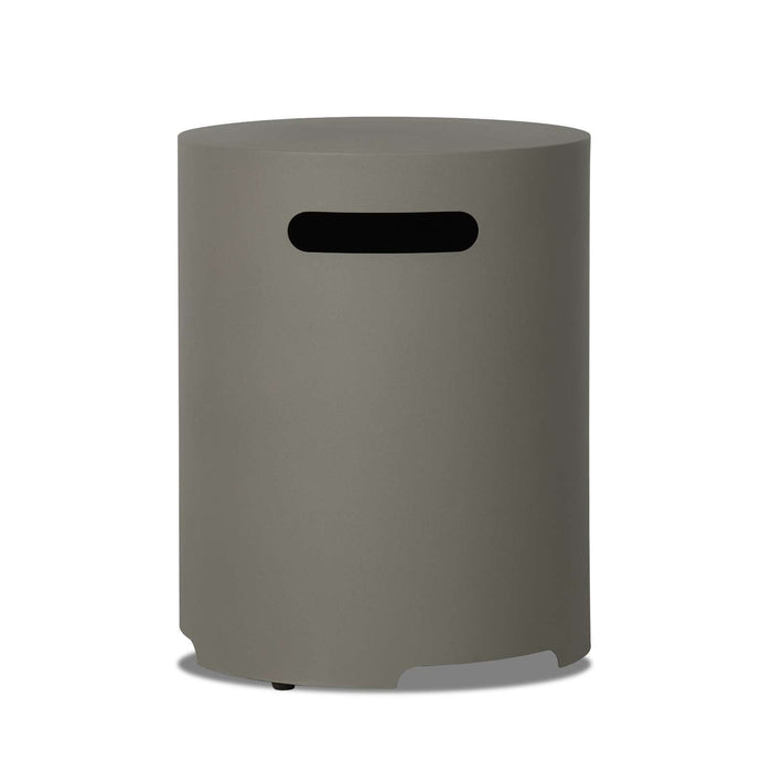 Real Flame round propane tank cover mist gray handle detail