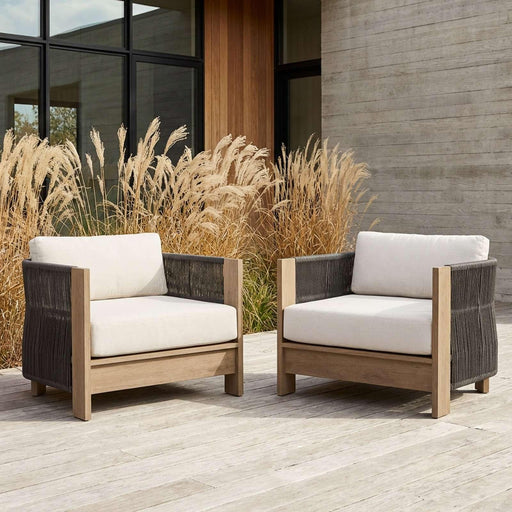 Real Flame Stratton outdoor lounge chair with Sunbrella cushions lifestyle setting