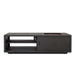 Real Flame Vance propane fire table side profile view sliding door storage