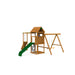 Rear angle of Playstar Ridgeline Silver Playset showing sturdy wooden tower and slide setup.