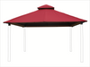 Red OutDURA canopy on Riverstone ACACIA Gazebo Roof Framing and Mounting Kit with sturdy wood posts and steel roof frame.