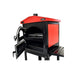 Sunterra Outdoor Wood Fired Oven with red accents and a convenient cart, providing a stylish and functional cooking solution.