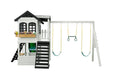 front angle of Reign Two Story Playhouse in white background