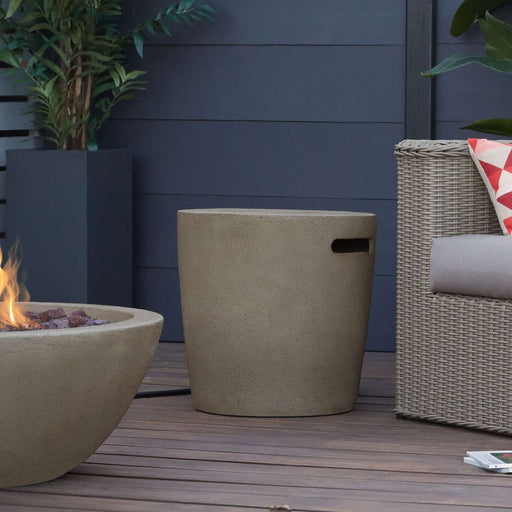 Riverside LP tank cover Glacier Gray outdoor lifestyle patio setting