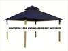 Front view of Riverstone ACACIA Gazebo Roof Framing and Mounting Kit featuring admiral navy OutDURA canopy, wood for legs and headers not included.