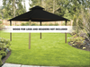 Riverstone ACACIA Gazebo Roof Framing and Mounting Kit with black OutDURA canopy installed in backyard setting, wood posts not included.