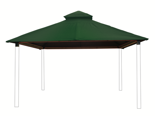 Riverstone ACACIA Gazebo Roof Framing and Mounting Kit featuring green OutDURA canopy with reinforced metal roof supports.