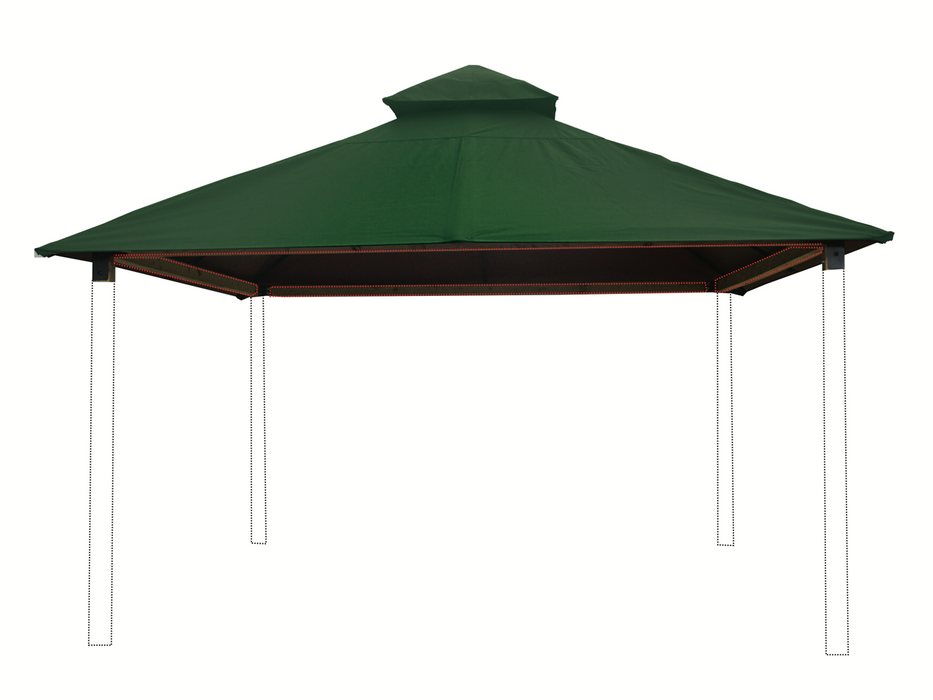 Riverstone ACACIA Gazebo Roof Framing and Mounting Kit featuring green OutDURA canopy with reinforced metal roof supports.