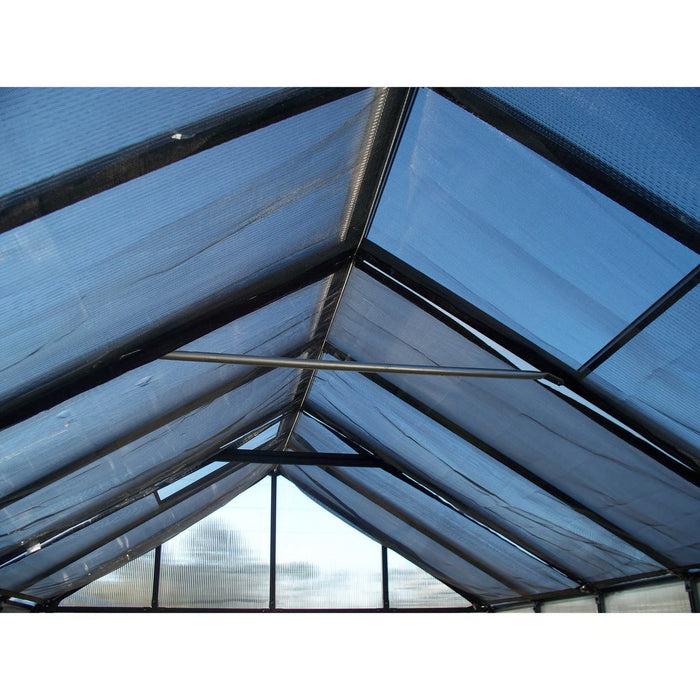 Riverstone Greenhouse Internal Shade Cloth installed under roof panels for heat control and light filtering