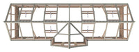 Roof configuration view of the Alton Cedar Structure 7x20 Durham Greenhouse, showing ventilation placements and structural layout.