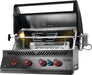 Rotisserie burner glowing inside matte black Napoleon Built-In 700 Series 32-Inch Gas Grill