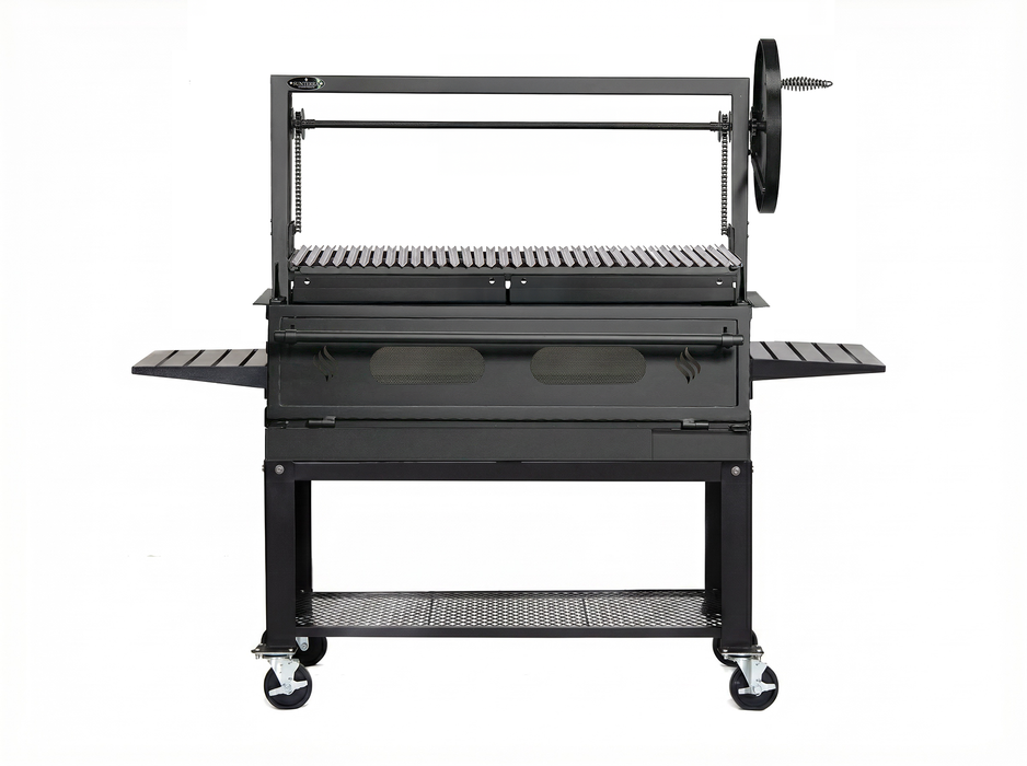 Sunterra Pro Series 60-inch Santa Maria grill with single grate, showing detailed view of the cart construction and finish.