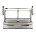Sunterra 60 inch split stainless steel built-in Santa Maria grill showcasing its outdoor cooking design and construction.