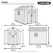 Schematic drawing of the Lifetime 8x10 Shed, displaying dimensions and design features with an extra-wide skylight.