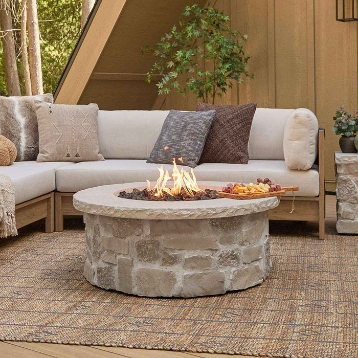 Scottsdale 40 propane fire pit table patio lifestyle alternate setting