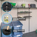 Lifetime storage shed feature callouts: steel reinforced, shatter-resistant window, and impact resistant floor.